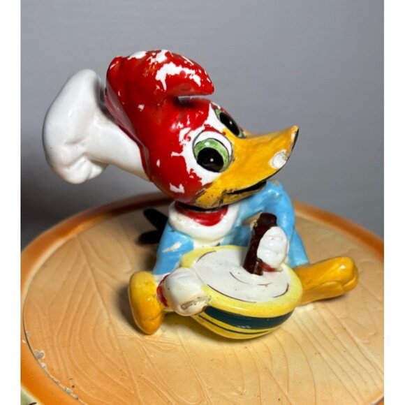 Vtg Woody Woodpecker Cookie Jar Barrel Design Ceramic Collectible Lid 9" Tall - Picture 6 of 16